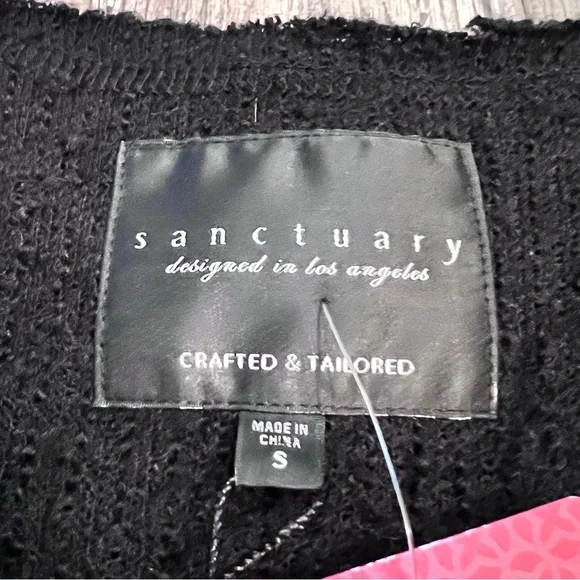 NWT Sanctuary Essential City Vest Sz S Black Double Breasted Teddy Wool Blend - Picture 11 of 16